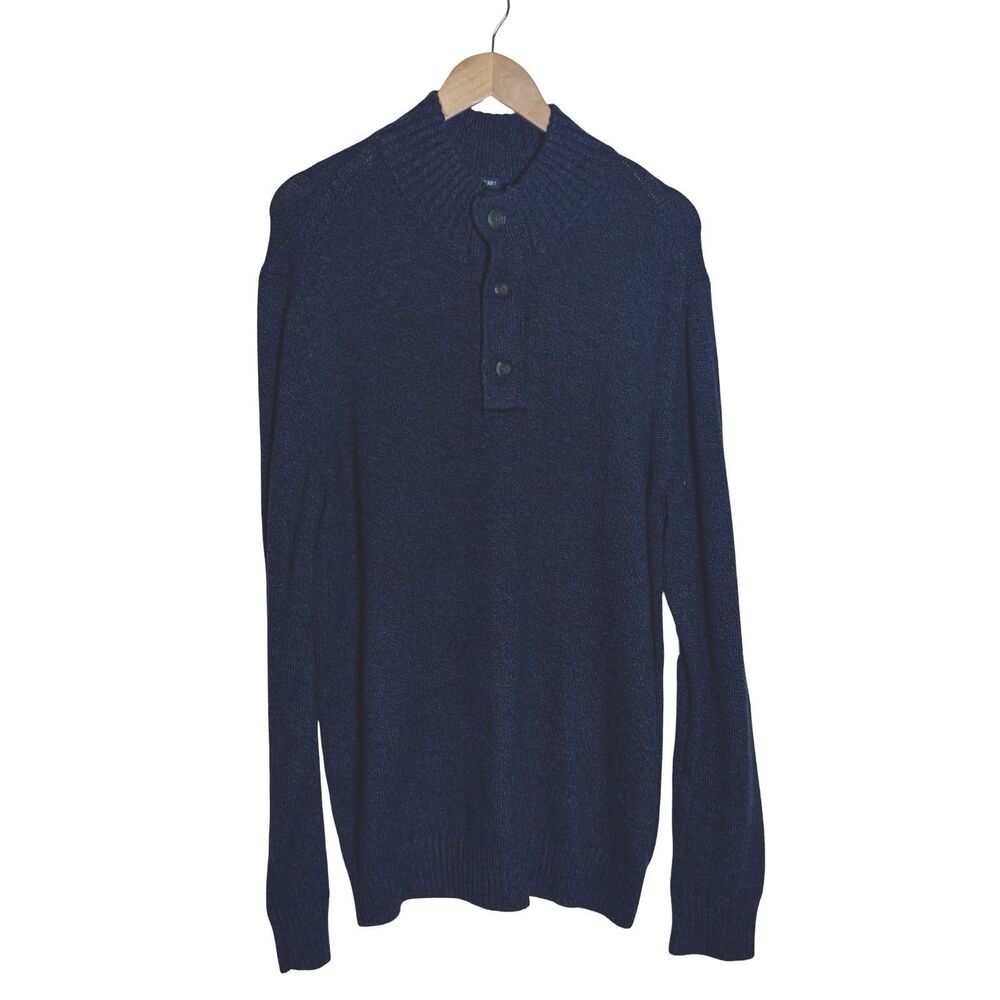 American Eagle Seriously Soft Sweater Mens XL Mock Neck Navy Blue Cotton Wool
